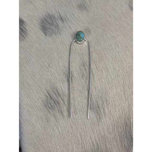HUGE Sterling Silver 4” Blue Mojave Turquoise Hair Pin Accesory Bun Pony 925 main image 9